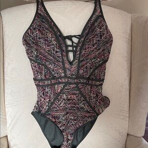 BECCA Show & Tell Crochet Plunge Swimsuit